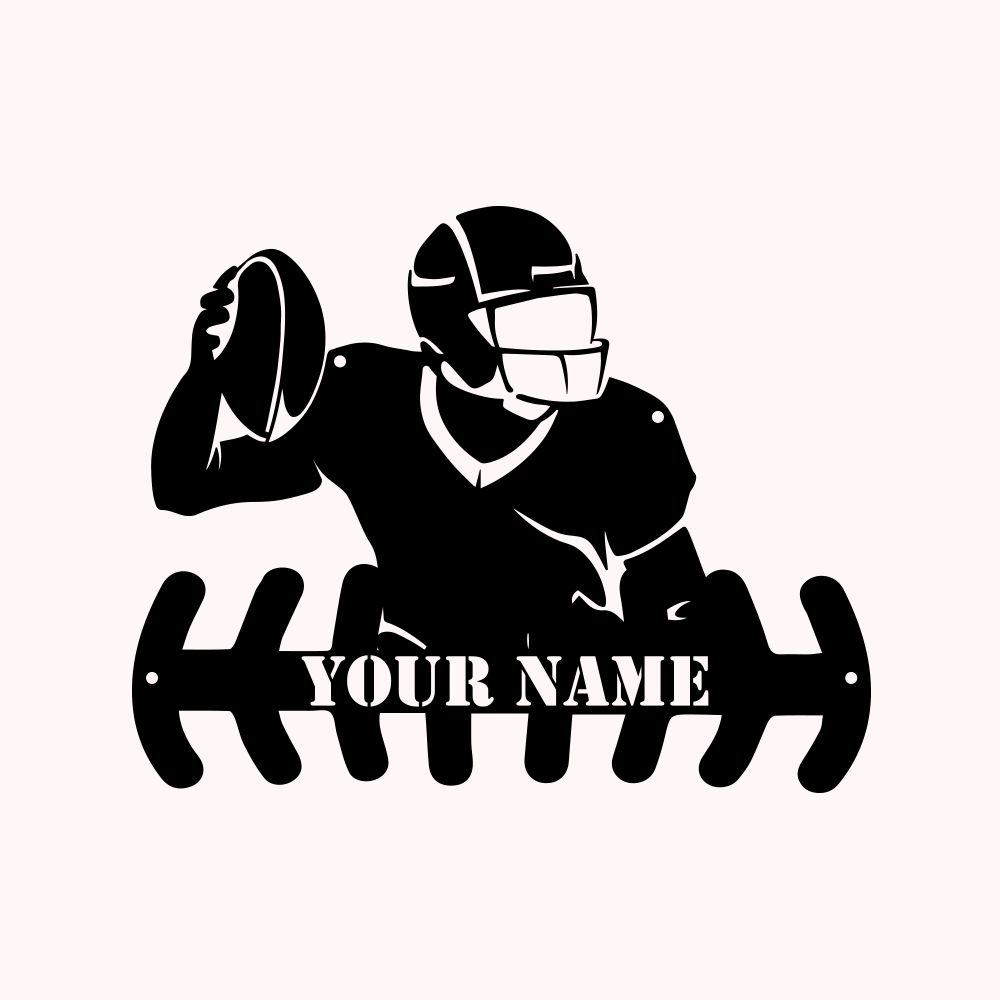 Plaque en Métal Personnalisée avec Nom Style Football Américain Décoration Murale Cadeau pour Amateur de Sport