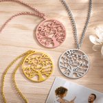 Collier en Argent Personnalisé avec 1-9 Prénoms Évidés sur Arbre de Famille Cadeau Fête des Mère Anniversaire Thanksgiving pour Maman Grand-Mère