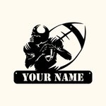 Plaque en Métal Personnalisée avec Nom Style Football Américain Art Mural Cadeau pour Homme