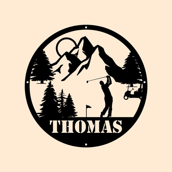 Golf Player Metal Wall Art Decor