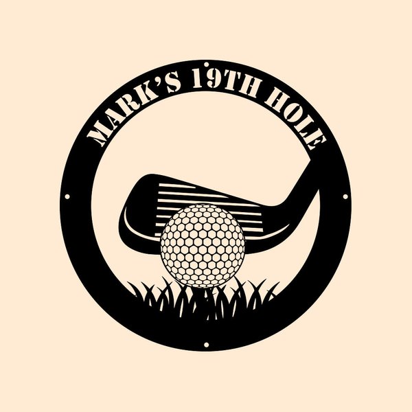 Golfklubbor och bollar Metall väggkonst Rund heminredning