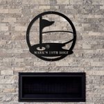 Panneau en Métal Personnalisé avec Nom But de Golf Art Mural Cadeau Anniversaire pour Amoureux de Golf