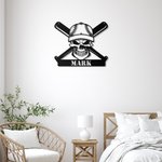 Customized Baseball Skull Wall Art Decor Metal Sign