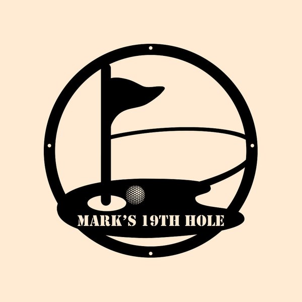 Panneau en Métal Personnalisé avec Nom But de Golf Art Mural Cadeau Anniversaire pour Amoureux de Golf