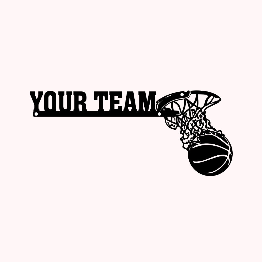 Panneau Décoratif Mural en Métal Personnalisé avec Nom Motif Panier de Balle Your Team Cadeau d'Anniversaire pour Amateur de Basket-ball