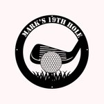 Panneau de Golf en Métal Personnalisé avec Nom Décoration Ronde Clubs de Golf Cadeau Anniversaire pour Famille