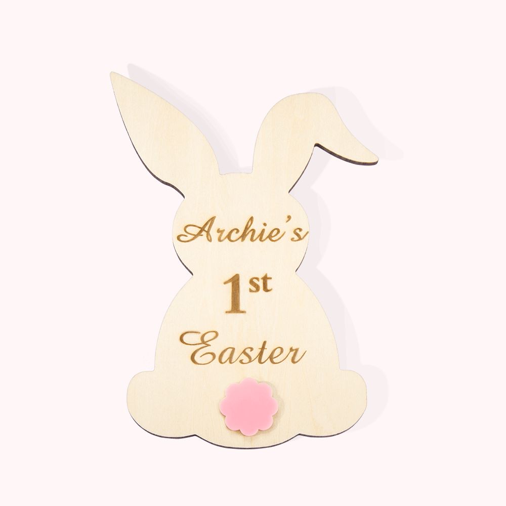 Plaque en Bois Décoration Personnalisée avec Nom Panneau en Forme de Lapin Cadeau de Pâques pour Enfant Bébé