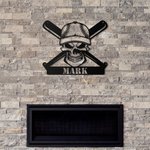 Customized Baseball Skull Wall Art Decor Metal Sign