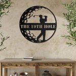 Personalized Man Golfer Name Sign Decoration For Room Metal Wall Art