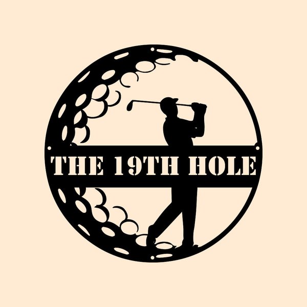 Man Golfer Metal Wall Art Room Decoration