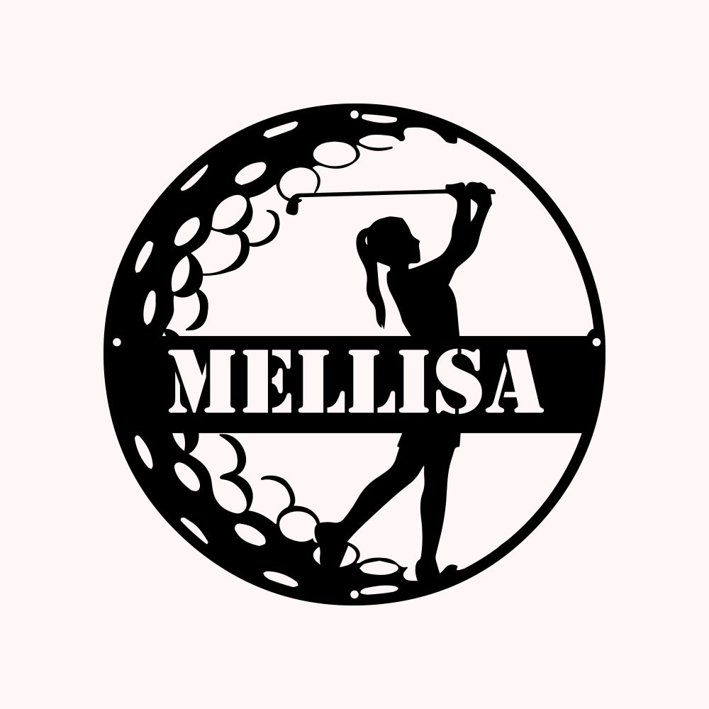Plaque en Métal Personnalisée avec Nom Style Femme Golf Art Mural Décoration de Salon Chambre Cadeau pour Femme