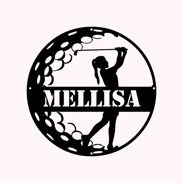Woman Golfer Name Sign Metal Wall Art