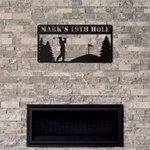 Personalized Man Golfer Rectangle Name Sign Decoration For Room Metal Wall Art