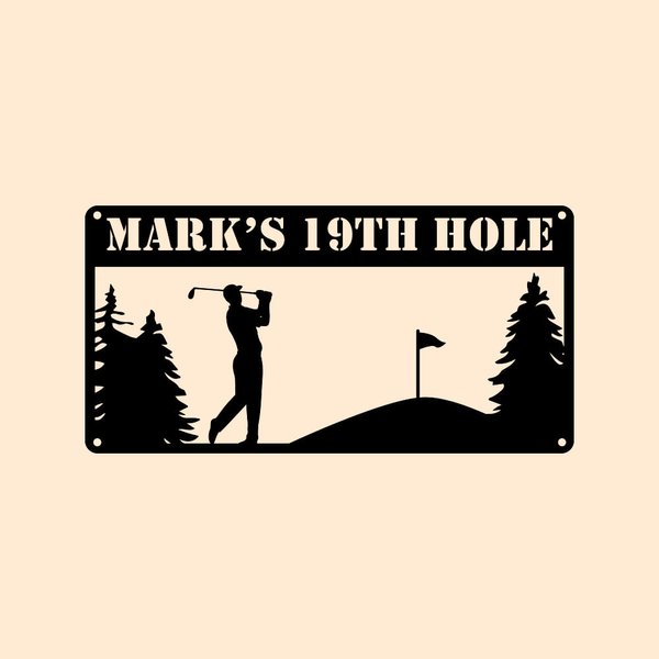 Man Golfer Metal Wall Art Sign