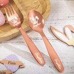 Personalisierte Ostern Kaninchen Baby Kind Besteck Set Lebensmittelqualität mit Namen Taufe Ostern Geschenk für Baby Kind neue Mama