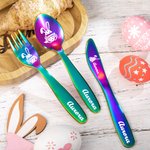 Personalisierte Ostern Kaninchen Baby Kind Besteck Set Lebensmittelqualität mit Namen Taufe Ostern Geschenk für Baby Kind neue Mama