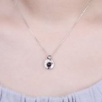 Personalized Mother Child Photo Projection Necklace in Silver