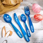 Personalisierte Ostern Kaninchen Baby Kind Besteck Set Lebensmittelqualität mit Namen Taufe Ostern Geschenk für Baby Kind neue Mama