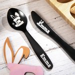 Personalisierte Ostern Kaninchen Baby Kind Besteck Set Lebensmittelqualität mit Namen Taufe Ostern Geschenk für Baby Kind neue Mama