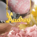 Collier Personnalisé avec Prénom Horizontal à Oreille Lapin Collier en Argent pour Femme Cadeau Anniversaire