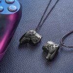 Personalized Gamepad Magnetic Pendant Necklace with Engraved Initials Valentine's Day Gift for Game Couple