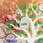 Personalized Easter Eggs Tree Wood Sign with Bunny Ears and Name Spring Theme Home Decoration Easter Holiday Gift for Family Kids
