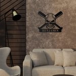 Custom Baseball Metal Wall Art Name Sign Decoration
