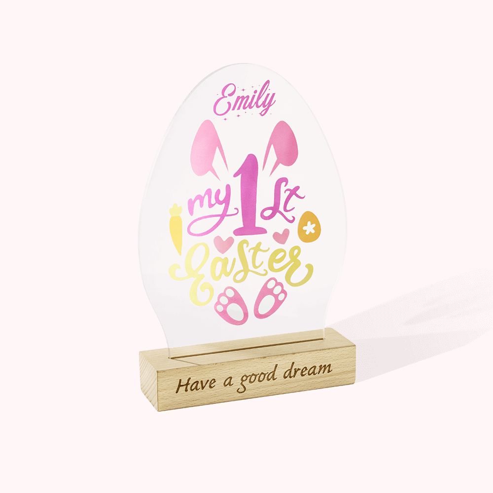 Veilleuse Design Oeuf de Pâques Décor Personnalisé avec Nom Cadeau pour Enfants