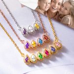 Personalized Family Drop Shape 1-12 Birthstones Necklace Gift for Her