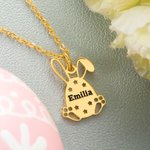 Personalized Easter Bunny Egg Name Necklace
