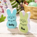 Personalized Easter 1-10 Bow Tie Bunnies Wooden Block Set Colorful Naughty Bunny Home Decoration Easter Holiday Gift for Family