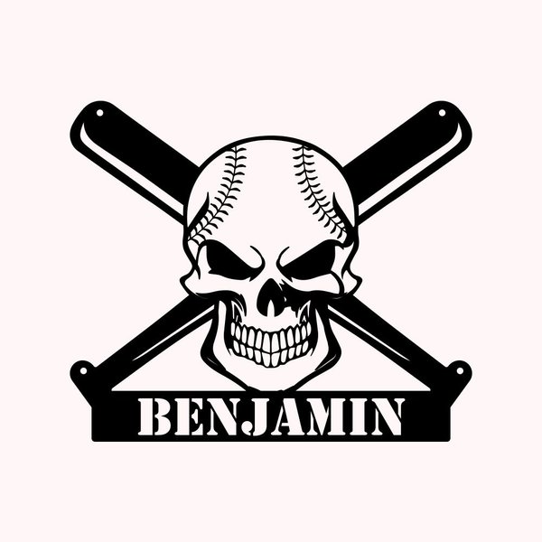 Baseball Metal Wall Art Name Sign Decoration