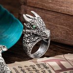 Mittelalterlicher Gothic Drachen Geburtsstein Herrenring