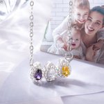 Personalized Family Drop Shape 1-12 Birthstones Necklace Gift for Her