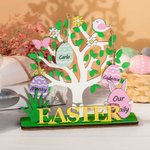 Personalized Easter Eggs Tree Wood Sign with Bunny Ears and Name Spring Theme Home Decoration Easter Holiday Gift for Family Kids