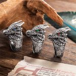 Mittelalterlicher Gothic Drachen Geburtsstein Herrenring