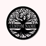 Personalized Family Sign Metal Wall Art Tree of Life Decoration