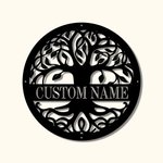 Custom Familjeträd Väggdekor Rund trädskylt Vardagsrumsinredning