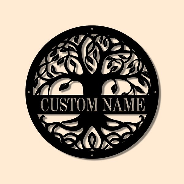 Árbol de la familia personalizado decoración de la pared redonda del árbol de signos decoración de la sala de estar