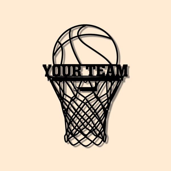 Anpassat namn Basket Hoop Väggdekor Metall Väggkonst