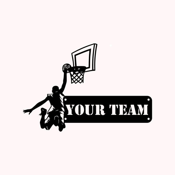Maßgeschneidertes Basketballspieler Metallwanddekor Namensschild Dekoration