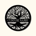 Personalized Family Sign Metal Wall Art Tree of Life Decoration
