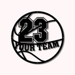 Panneau en Forme de Basket-ball Personnalisé avec Nom Art Mural Enseigne Métale Cadeau pour Amateur de Basket-ball Sport