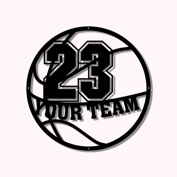 Panneau en Forme de Basket-ball Personnalisé avec Nom Art Mural Enseigne Métale Cadeau pour Amateur de Basket-ball Sport