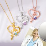 Collier Personnalisé Prénom avec Pierre de Naissance Initiale de Profession Collier Stéthoscope en Cœur Cadeau Journée des Infirmières