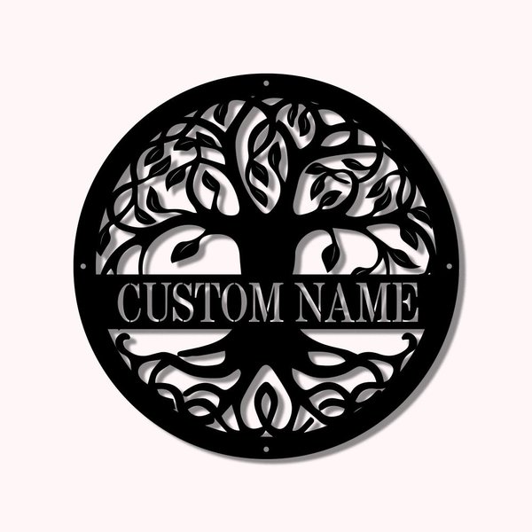 Family Tree Wall Decor Round Sign Living Room
