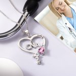 Collier Personnalisé Prénom avec Pierre de Naissance Initiale de Profession Collier Stéthoscope en Cœur Cadeau Journée des Infirmières