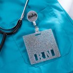 Personalised Retractable Glitter ID Badge Reel and Badge Buddy