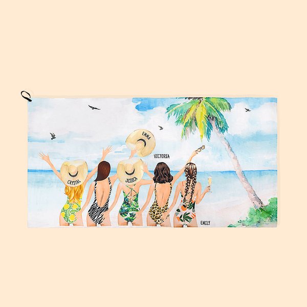 Henkilökohtainen Besties 'Back Beach Holiday Style Kannettava nopeasti kuivuva rantapyyhe rantapyyhe