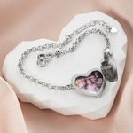 Personalizada Corazón Foto Relicario Pulsera con Texto Grabado Minimalista Joyería Aniversario Cumpleaños Regalo para Mascota Mujer Niña